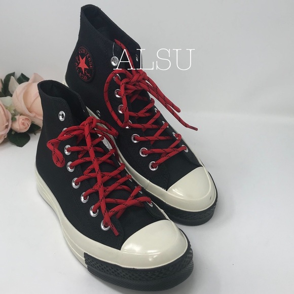 Converse Chuck 70 HI Canvas Black Enamel Red W - Picture 3 of 8